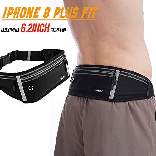 Image of USHAKE Slim Running Belt, Workout Fanny Pack for Men Women,Exercise Waist Pack for Apple iPhone Holder, Runner Belt for Running Walking Cycling Camping Gym