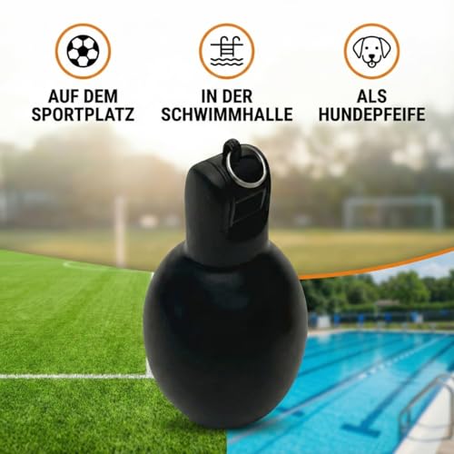 BEST SPORTING Handpfeife für den Sportunterricht – Hygienische Handbedienung & kräftiger Pfiff durch PVC-Blasebalg – Schwarze Trillerpfeife