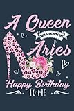  Womens A Queen Was Born In Aries Birthday Leopard High Heel Funny: Daily planner notebook, Journal notebook, Size format 6 x 9 inches pages