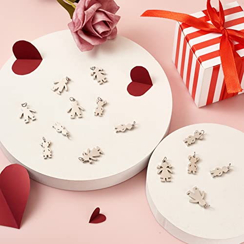 Pandahall 20Pcs Stainless Steel Boys And Girls Pendants Human Kids Charms 4 Styles For Dangle Bracelet Necklace Choker Diy Jewelry Making #TOP1