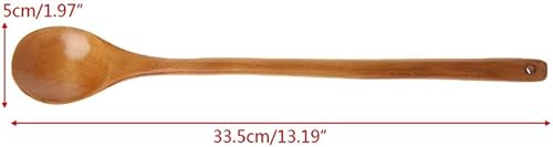 Miniatura 4 de Cuchara de madera, cuchara grande de mango largo, cuchara de sopa, arroz, postre, utensilios de cocina, cubiertos para niños, cuchara de té de