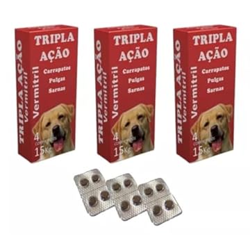 Vermitril - Anti Pulgas, Carrapatos, Vermes, Sarnas 12 Comprimidos (Cães até 15kg)