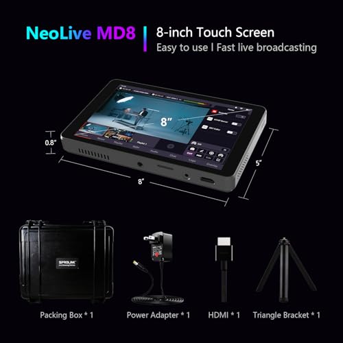 Image of Video Switcher Portable Multi-Cam Live Streaming Studio Built-in 8-Inch Touchscreen Support Live Streaming on App Directly Equipment NeoLIVE MD8