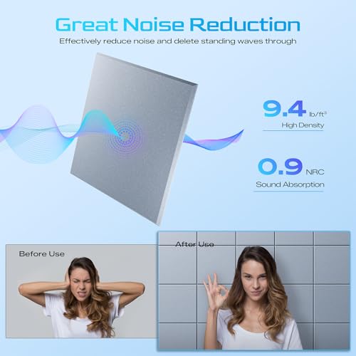 Image of 12 Pack Self-Adhesive Acoustic Panels, 12 inch X 12 inch X 0.4 inch High-Density Sound Proof Foam Panels for Walls, Soundproof Wall Panels for Home & Office (Smoke Gray)