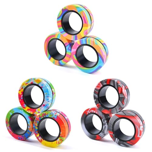 HTTDSLF 9 Pieces Magnetic Fidget Toy, Magnetic Anti-Stress Rings, Adult Fidget Magnets Ring Toys for Anxiety Relief Therapy, Magnetic Fidgets Toy for Anxiety HTTDSLF 9 Pieces Magnetic Fidget Toy, Magnetic Anti-Stress Rings, Adult Fidget Magnets Ring Toys for Anxiety Relief Therapy, Magnetic Fidgets Toy for Anxiety