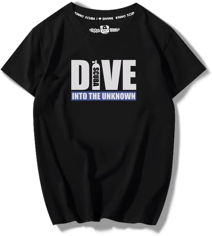 Kinno ScubaDiving Diver Gift T-Shirt Mens Short Sleeve for Fishing, Scuba Diving, Boating, and Beach