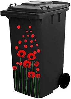 Self Adhesive Flower Sticker Kit for Wheelie Bin and House Decoration (Red Flowers)