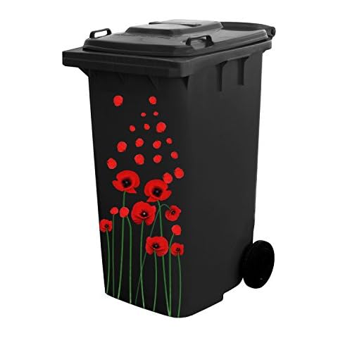 Self Adhesive Flower Sticker Kit for Wheelie Bin and House Decoration (Red Flowers) Cover