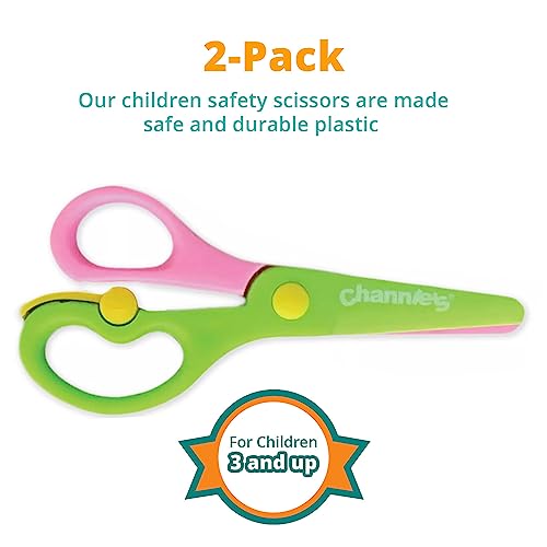 Channie's Safety Scissors for Small Hands (Ages 3-5) - Kid-Safe Plastic Training Scissors for Preschoolers, Child Hand-Eye Coordination Development, Kids Scissors, Toddler Safety Scissors (2 pack) by Channie's - Image 4