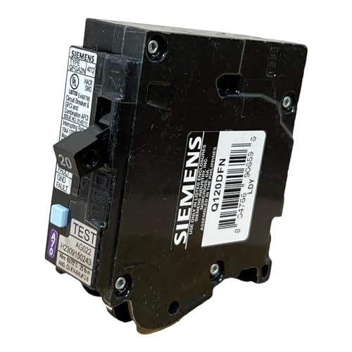Siemens Q120DFN 20 Amp 1-Pole Dual Function (CAFCI/GFCI) Plug-On Neutral Circuit Breaker, Black(Pack of 10)