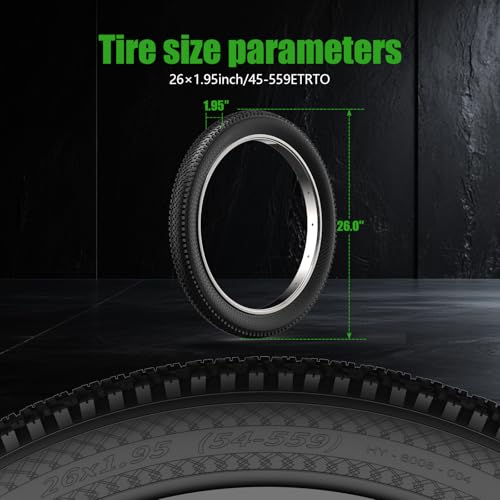 Mountain Bike Tires 24/26×1.95 Inch 2-Pack – Wear-Resistant Foldable Hybrid Tires with 2 Inner Tubes & Levers, Aggressive Tread for Trail, Commuter, Off-Road (24/26×1.95-30TPI)