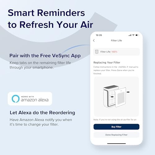 Miniatura 5 de LEVOIT Vital 100S - Purificador de aire para eliminar humo, 3 en 1 H13 True HEPA, filtro de carbón activado de alta eficiencia, Vital 100S-RF-SR