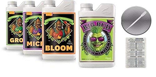 Advanced Nutrients Bloom, Grow, Micro 500mL & Big Bud 500mL Bundle with Conversion Chart and 3mL Pipette