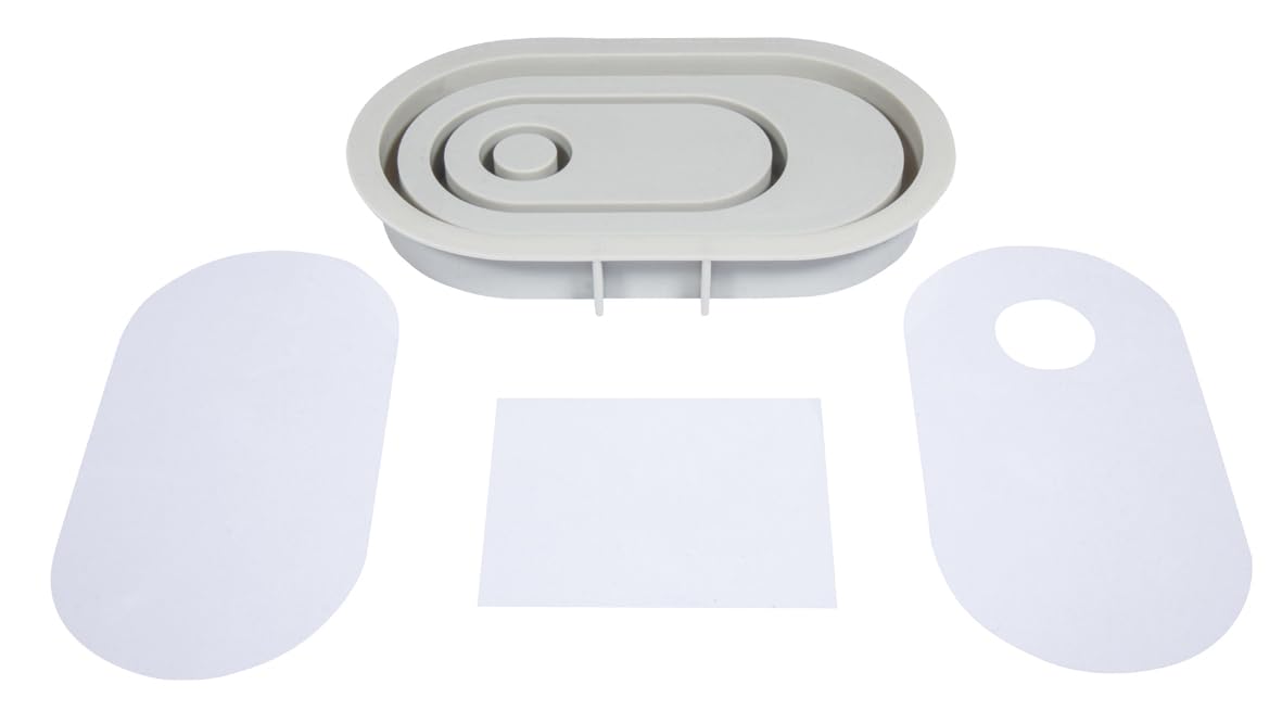 Rayher Raysin 36165000 Silicone Mould Candle Holder Oval 18.5 x 10.3 cm Height 2.5 cm Includes 3 x 5 Stencils for Pouring with Creative Concrete