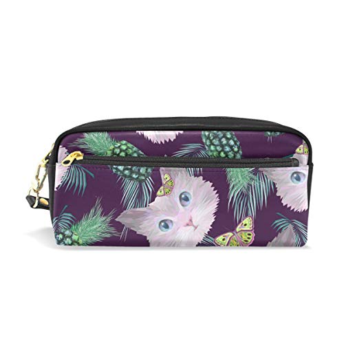Preisvergleich Produktbild CPYang Federmäppchen, Tiere, Katze, Schmetterling, Ananas-Leder, Federtasche, Reißverschluss, Stifthalter für Studenten, Schreibwaren, Kosmetik, Make-up-Tasche