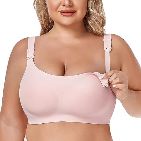 Gailife Smooth Nursing Bras for Breastfeeding Maternity Bra for Pregnancy Seamless Comfortable Bralettes with Bra Extenders -PK,L Pink Cover