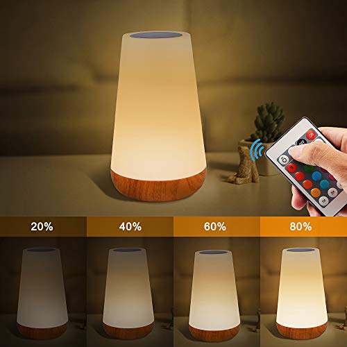 Table Lamp Touch Night Light - Portable Sensor Remote Control Bedside Lamps With Quick Rechargeable Usb Dimmable Warm White Light 13 Colors Rgb Table Lamp For Bedroom Living Room Office (White) #TOP2