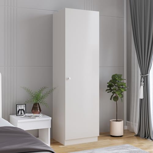 Image of Burlyworth Fanciable Engineering Wood Wardrobe Almirah for Clothes with 1 Door | Single Door Cabinet Closet Organizer | Multipurpose Cupboard for Bedroom Living Room | 43 x 42 x 180 CM (White)