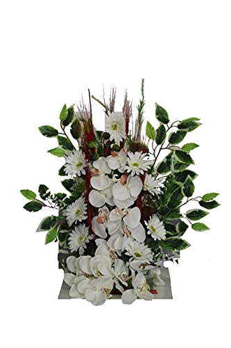 Centro Fiori Cementero Santos Orchidee Bianche 57 x 62 cm Medidas: 64x55 cm giallo