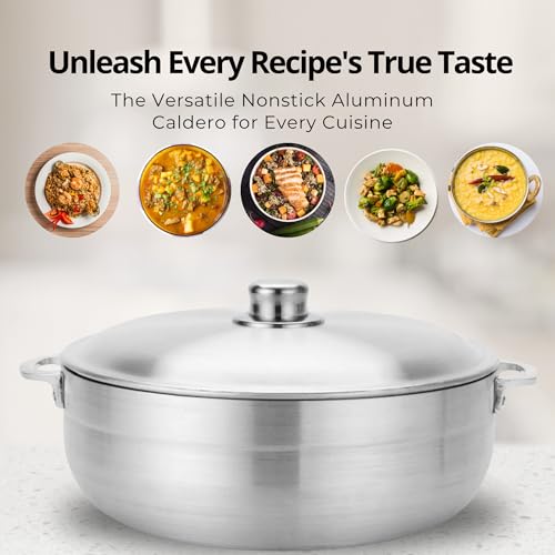 Aramco 8 Piece Alpine Gourmet Aluminum Caldero Set, 2/3.5/7/13 quart, Silver