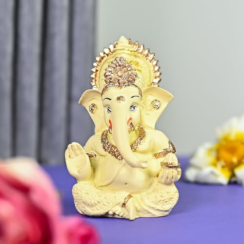 Image of ZAICUS Small Ganesha Idol for Car Dashboar, Handcrafted Ganesha Statue for Car, Home, Office - Symbol of Good Luck, Prosperity, and Blessings for Loved Ones and Spiritual Dcor