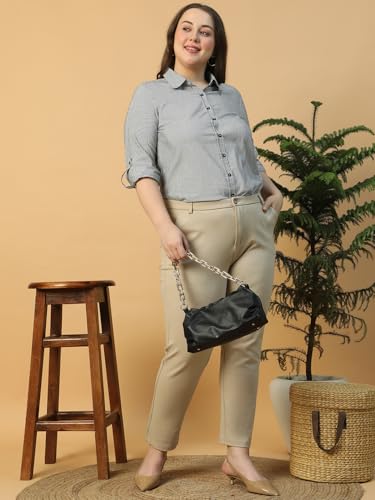 Image of Women Cotton Comfort: Plus Size Yellow Striped Shirt Out Door Dailywear Foram XL /2XL /3XL /4XL /5XL /6XL /7XL /8XL.