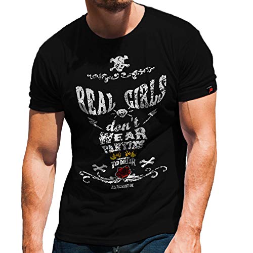T-shirt rétro Real Girls 31813 noir vintage Rocka Billy Rose taille S