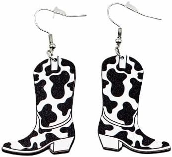 Cowboy Boots Earrings for Women Cow Print Cowboy Hat Earrings Funny Cow Shaped Lightweight Western Dangle Earring for Women Halloween Costume Accessories Jewelry Gifts image 5