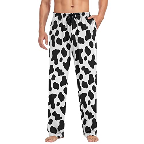 Black White Cow Skin Pajama Pants Cow Print Lounge Sleepwear PJs Men's Pajama Bottoms Casual Sleep Pants XXL4