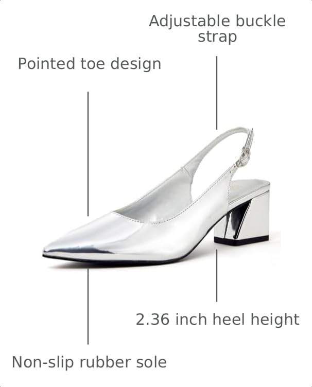 Image of GENSHUO Women's Slingback Closed Toe Block Chunky Low Heel Pumps - 2.36 Inches Office Wedding Party Dress Shoes