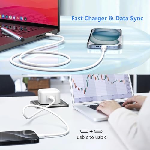 iPhone 17 16 15 Charger Fast Charging with 2M USB C to C Cable Lead, 20W Type C Fast Charger Plug for Apple iPhone 17 Pro Max/17 Air/16 Pro/16e/15 Plus/MacBook Pro 2022/iPad Pro/Mini 12.9/11 inch - Image 4