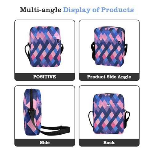 crossbody messenger bag Small Crossbody Bags For Women Casual Purse Cross Body Adjustable Strap for Shopping Shopping- Rhomboid Blue Pink4
