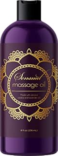 Aromatherapy Sensual Massage Oil for Couples - Aromatic Lavender Massage Oil Enhanced with High Absorption Sweet Almond Oil Jojoba Vitamin E and Relaxing Lavender Essential Oil - Full Body Massage Oil