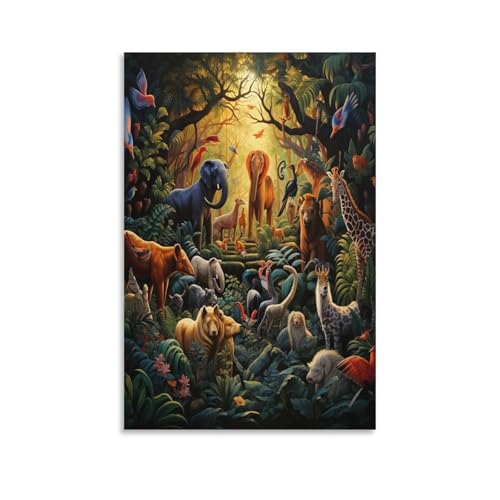 Toile animaux de jungle pour habiller un mur vide de couloir ou chambre
