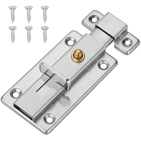 Door Lock, Door Bolt Gate Lock Heavy Duty Automatic Spring Bolt Door Latch with Stainless Steel Screws for Garden Shed Window Pet Toilet Bathroom Door Lock 3"(75mm) Cover