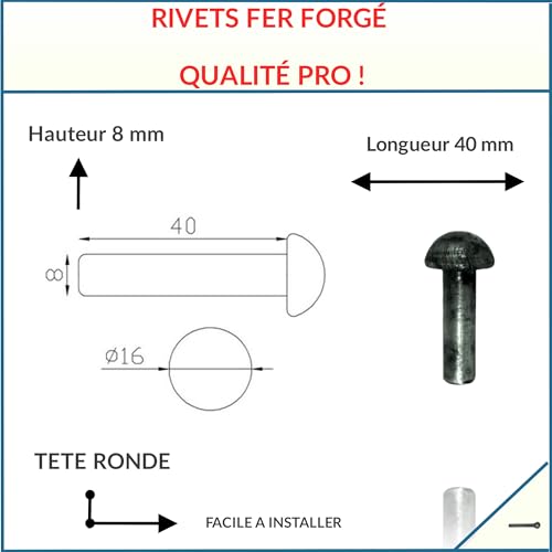 Rivets acier forgé robustes pour assemblage décoratif intérieur et extérieur - 6