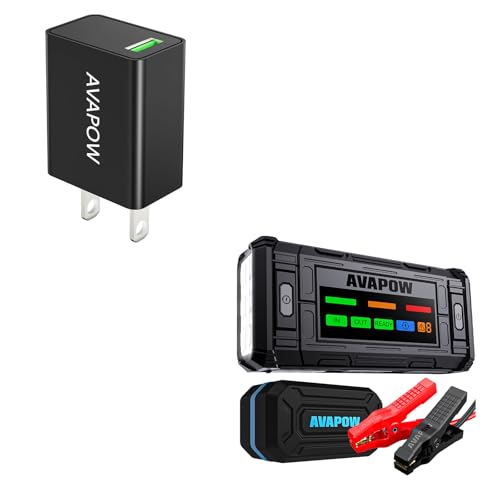 Avapow Wall Charger 18W for Jump Starter Charging or Phone Charging & AVAPOW 2025 New Model TJ...