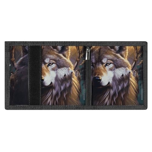 Wolves And Dream Catchers Slim Wallets for Men Money Clip Card Holder Wallet Men's Trifold Wallet And Coin Pocket4