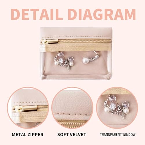 Image of Sichumaria Travel Jewelry Pouches,4PCS Velvet Jewelry storage bags with Zipper Clear Travel Jewelry Bag for Rings Earrings Necklaces