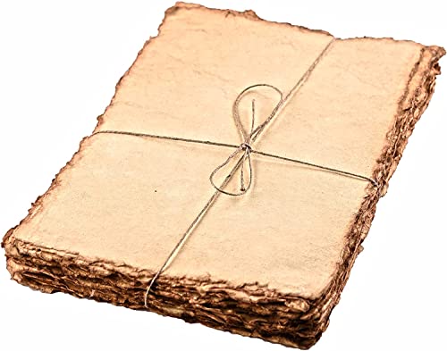 Image of Pzyvelines- 50 Sheets of Watercolor Paper of 150 GSM - Virgin Cotton - Handmade Paper with Deckle Edges - 16X13 Inches (41x33 cm)- Vintage Toned