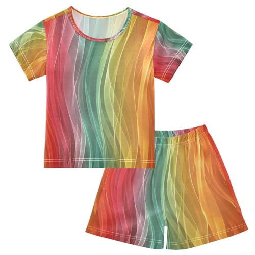 senya Short Sleeve Pajamas Sets Summer Cotton Sleepwear Colorful Light Stripe