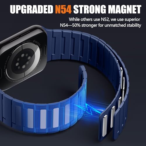 Image of SNBLK Magnetic Watchband Compatible with Apple Watch for Men 44mm 45mm 46mm 49mm 42mm 41mm 40mm 38mm Women, Silicone Sport Strong Magnet Strap for iWatch Series 11 Ultra 3 Ultra 2 Se 10 9 8 7 6 5 4 1