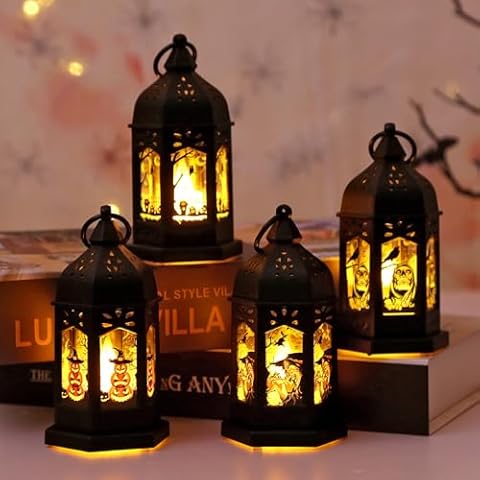 Pack of 4 JINGTOPS Halloween Lanterns Cover