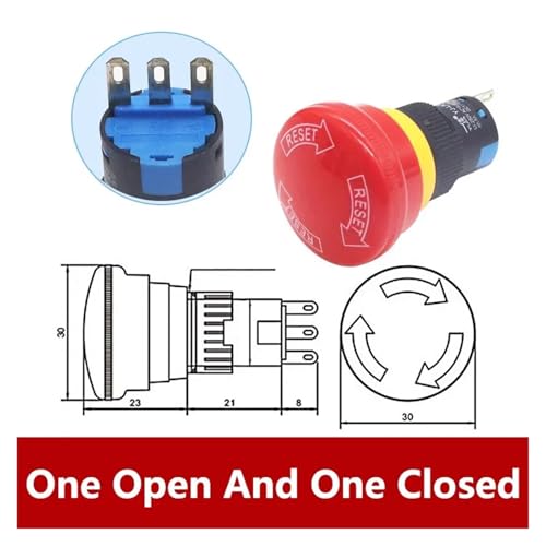 Interrupteur arrêt d'urgence poussoir 16mm pour panneau commande électrique - 3