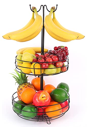 Fruit Basket for Kitchen Fruit Bowl for Kitchen Counter Fruit Stand Fruit Holder Banana Holder 2 Tier Fruit Basket Kitchen Decor for Counter kitchen Organizer and Storage Potato Onion Vegetable Basket