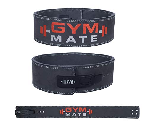 Gym Mate Powerlifting Belt Lever Buckle Cow Hide Leather 10mm Single Prong Weight