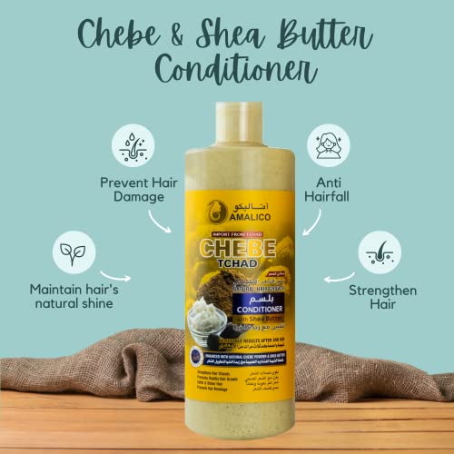 Chebe Powder & Shea Butter Deep Conditioner For Dry Damaged Hair - 100% Natural African Chebe Powder For Hair Growth With African Shea Butter Sulfate Free Deep Conditioner For Color Treated Hair Conditioner - 16.9 Fl Oz #TOP1