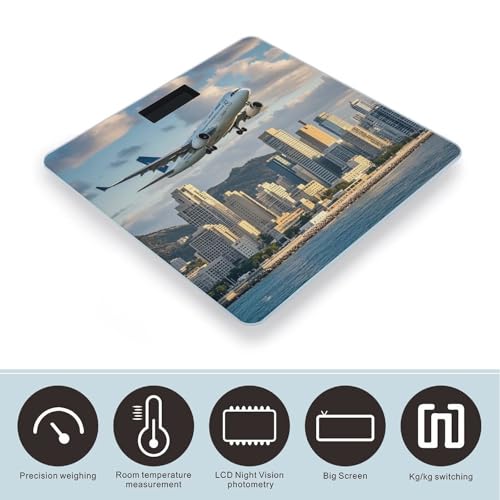 Báscula digital de baño en vidrio templado modelo Airplane and City miniatura 3