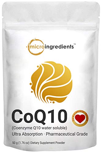 Water Soluble COQ10 Supplement (COQ10 Powder 200mg Per Serving), 50 Grams, Strongly Support Heart Health and Energy Production, No GMOs and Vegan Friendly