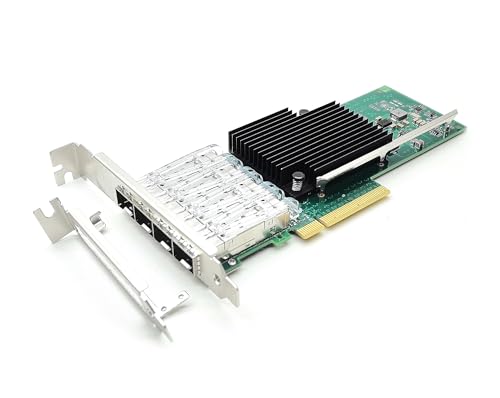 10Gb PCI-E NIC Network Card 10G Quad-Port SFP+ Ethernet Converged LAN Adapter CNA Compatible with Intel X710-DA4 PCI Express 3.0 x8/x16 Networking Server Support Windows/Linux/VMware